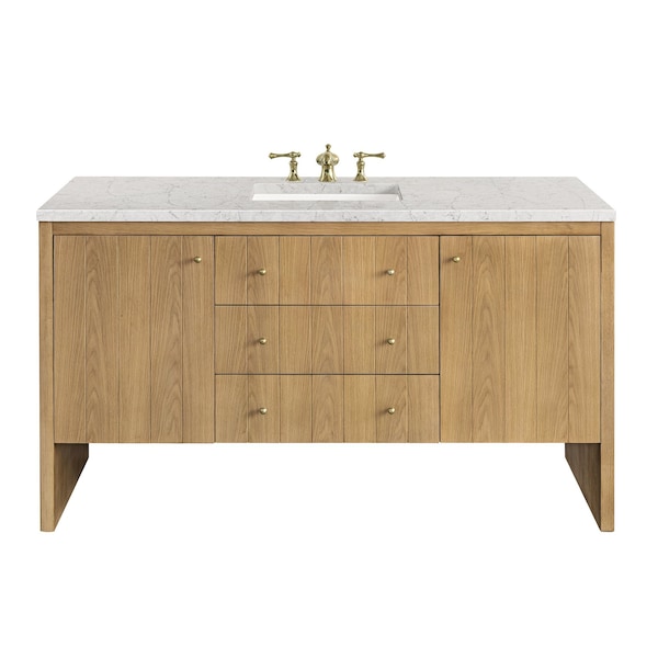 James Martin Vanities Hudson 60in Single Vanity, Light Natural Oak w/ 3 CM Eternal Jasmine Pearl Top 435-V60S-LNO-3EJP - main